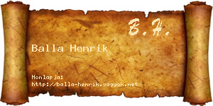 Balla Henrik névjegykártya
